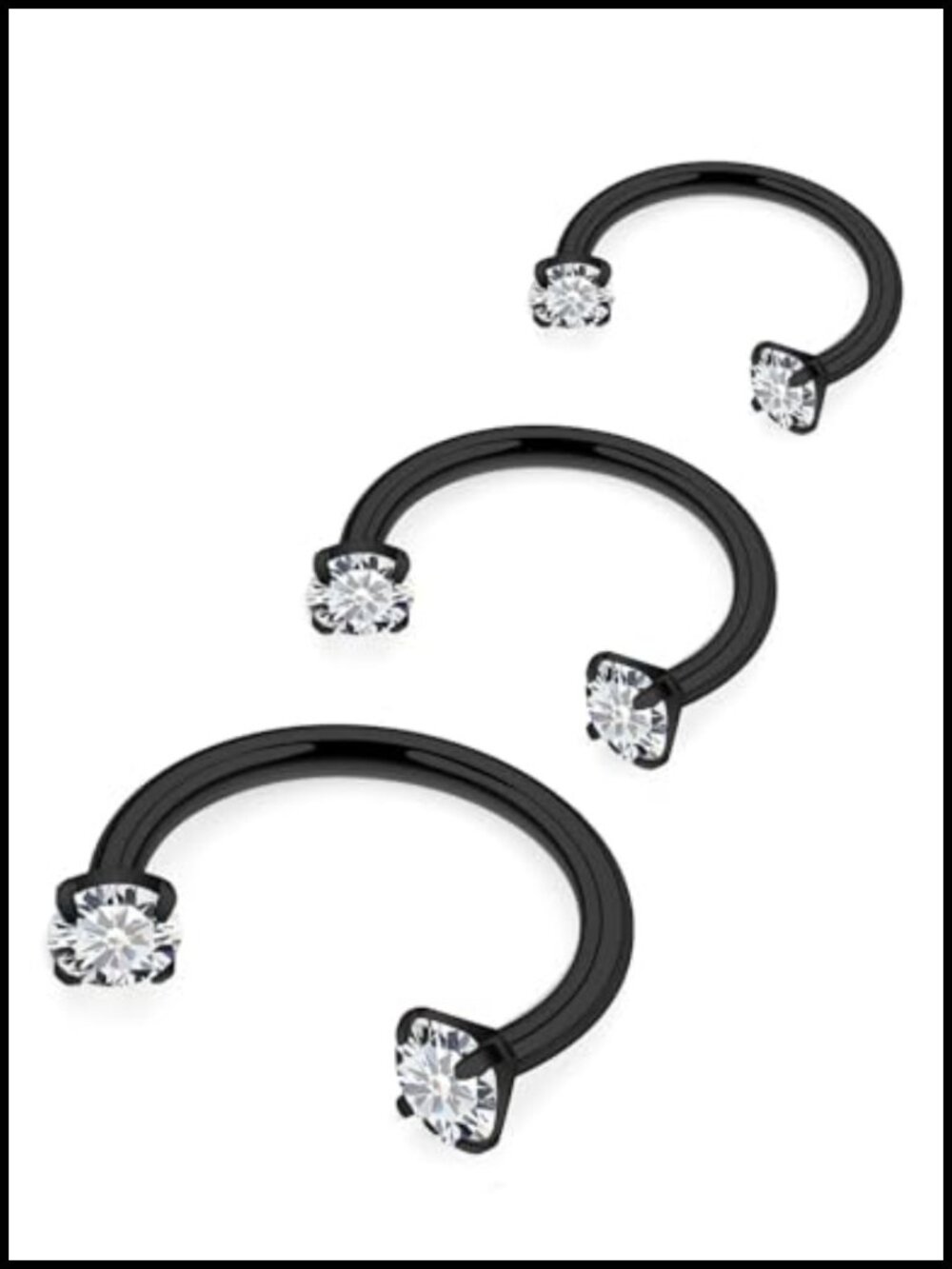 Horseshoe Nose Ring 18g Surgical Steel Double Stud Horseshoe Lip Ring Cubic